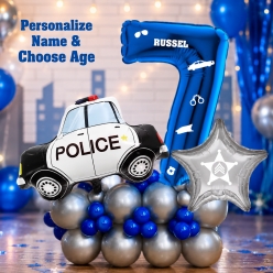 *Police 6 Ft Airfill Personalized Balloon Column